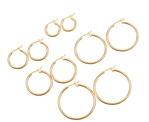 Juego de Aretes de Aro Dorados, Minimalistas, Redondos, en Varios Tamaños, Joyería Clásica para Uso Diario, para Mujer - Product Image 1