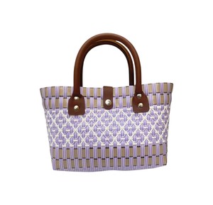 Sac et sac à main tissés en corde plastique au design moderne, faits à la main, avec poignées en cuir, élégants pour femmes, pour la plage et le shopping estival - Product Image 1