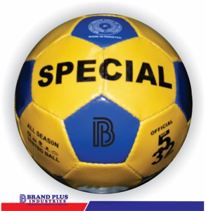 ลูกฟุตบอล Brand Plus BPI-788 รุ่นโปรโมชั่น ขนาด 5 สีเหลืองน้ำเงิน ปักโลโก้ได้ ผลิตจาก PU เย็บมือ น้ำหนักเบา สำหรับเด็กเล่น - Product Image 1