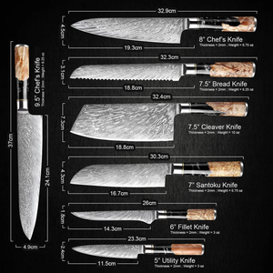 LEGACY BLADES Professional Commercial Kitchen 7-Pieces Damascus Chef <b>Knife</b> <b>Set</b> Handmade Wooden Handle Premium Cutlery Supplier - Product Image 6
