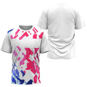 T-shirt de sport pour homme, bleu gris, imprimé géométrique, séchage rapide, léger, imprimé par sublimation, manches courtes, coupe ample, col rond, tricoté - Product Image 6