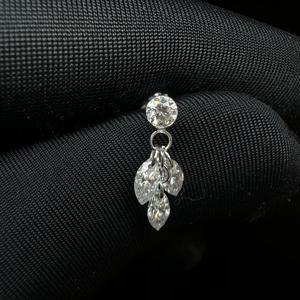 Luminous 10K Gold Lab Grown Diamond <b>Stud</b> Earring With Marquise And Round Threaded Design - Product Image 1
