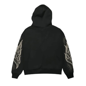 Sudadera con Capucha Estampada con Fuego Flotante, Unisex, Estilo Urbano Oversize, Diseño de Ángel de Llama Negra, Impresión por Sublimación, Corte Regular - Product Image 2