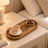Plateau de service floral élégant en bois naturel fait main |   Plateau décoratif multifonctionnel en forme de fleur pour mariage, thé, café et collations