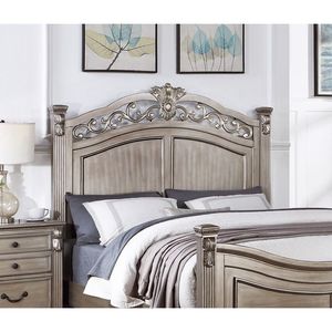 Letto Matrimoniale in Metallo Argento Anticato con Testiera e Pediera dal Design Tradizionale Unico - Letto Formale - Product Image 5