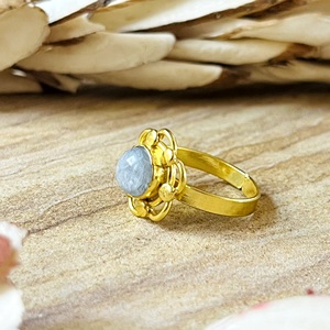 New Arrival Boho Flower Moonstone <b>Ring</b> Ethnic Brass <b>Rings</b> Women 18k Gold Plated Floral Tribal <b>Statement</b> Jewelry Wholesale/OEM - Product Image 3