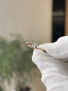Elegant round lab grown diamond half bezel bypass solitaire ring 0.39 carat vs ef solid gold fine jewelry <b>present</b> - Product Image 2