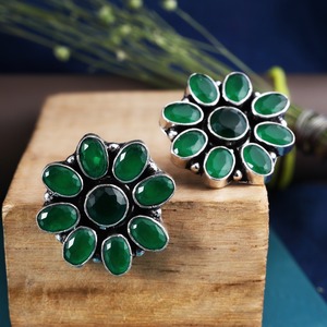 Pendientes de latón con bisel de ónix de gran venta al por mayor |   Pendientes Étnicos Tribales Florales |   Regalo Boho Hecho a Mano - Product Image 2