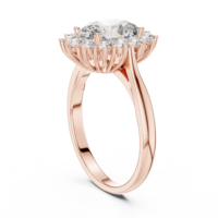 Anillo de Compromiso Ovalado con Halo y Diamante Simulado, Anillo de Boda Personalizado Chapado en Oro Rosa para Mujer