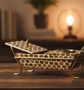 Caja de Incienso Árabe de Lujo con Tapa Decorativa y Soporte Metálico, Decoración para el Hogar, Calidad de Exportación - Product Image 2