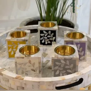 Bandeja de Servir Árabe Religiosa de Kuwait con Incrustaciones de Madreperla, con Quemador de Incienso Bakhoor y Mubkhar, Juego de Regalo Ideal para Eid - Product Image 5