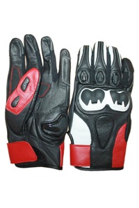 Gants de moto en cuir noir, rouge et blanc, gants de conduite à doigts entiers, ensemble de gants de protection pour le tourisme - Product Image 6