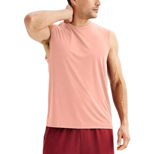 Camiseta sin Mangas para Hombre de Mezcla de Bambú y Algodón de Alta Calidad, 185GSM, Ecológica, Suave, Transpirable, Chaleco Deportivo sin Mangas, Poliéster Premium - Product Image 1