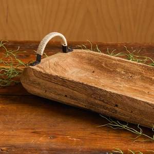Plateau de service rustique en bois naturel artisanal de qualité, plateau de service multifonctionnel fait à la main pour la maison - Product Image 5