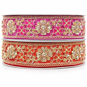 Tela Brocada de Diseño con Bordado Floral, Encaje y Detalles de Cuentas Zari, Tejida en 100% Algodón para Prendas Étnicas de Alta Costura - Product Image 1