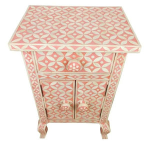 โต๊ะลิ้นชักลายไม้ฝังกระดูกจาก ILAHI ดีไซน์ทันสมัย ตกแต่งด้วยหินอาเกต พร้อมช่องเก็บของสามชั้น เฟอร์นิเจอร์พกพาสำหรับบ้าน - Product Image 1