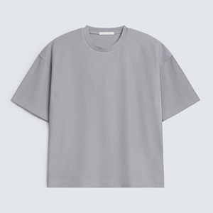 T-shirt a Costine Personalizzata all'Ingrosso, Maglietta a Maniche Corte con Scollo a O in Maglia a Costine, T-shirt Unisex con Logo Personalizzato e Spalle Cadenti, Magliette Bianche per Uomo - Product Image 1