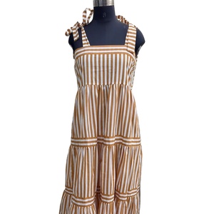 Robe trapèze élégante 100 % coton, bretelles réglables, sans manches, longueur midi, taille naturelle, couleur unie, style vintage, collection 2026, offre spéciale - Product Image 1