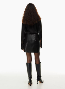 Jupe trapèze personnalisable en cuir véritable pour femme avec broderie, douce et confortable, coupe courte classique pour l'hiver, prix de gros - Product Image 4