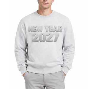 เสื้อสเวตเชิ้ตคอกลมพรีเมียมสำหรับผู้ชาย รุ่นปีใหม่ 2027 ตัวอักษรนูน ทรงปกติ ผ้าฝ้ายถัก สวมใส่สบาย เหมาะสำหรับฤดูหนาว - Product Image 1