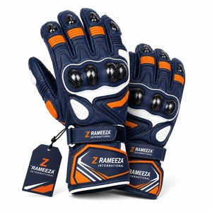 Gants de moto en cuir imperméables et coupe-vent avec cordon de serrage réglable, protection UV, pour usage extérieur, à doigts complets, pour motards et courses - Product Image 5