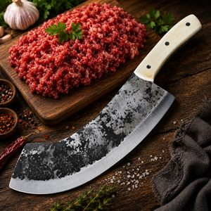 Hand Forged Stainless Steel Turkish Meat Mincer Cleaver Knife Bone Handle Traditional Chef Knife Handmade <b>Kitchen</b> Knives - Product Image 1