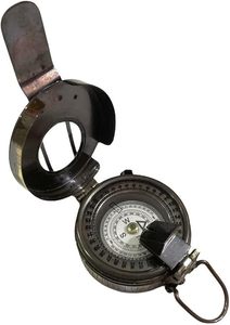 Boussole antique en laiton, finition polie, britannique, 2,5 pouces, de la Seconde Guerre mondiale, nautique, maritime, prismatique, article cadeau vintage, noir - Product Image 2