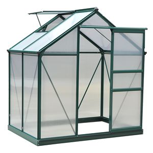 Serra da Esterno 6FT X 4FT in Policarbonato con Grondaia e Tetto Ventilato, Struttura in Alluminio, Materiale per Serre O - Product Image 1