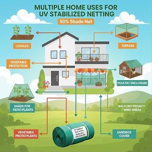 Malla de sombra verde para jardín, balcón, agricultura, estacionamiento, casa, con protección UV, 50% de sombra, disponible en tamaños de 5 pies x 10 pies - Product Image 2