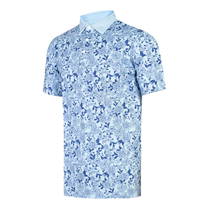 Polo de Golf de Manga Corta para Hombre, Color Blanco y Azul, Tejido de Poliéster Transpirable, Ropa Deportiva Casual con Logotipo - Product Image 1