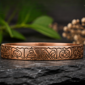 Pure Copper Ashtamangala <b>Engraved</b> Solid Round <b>Bangle</b> Bracelet Luxury Metal Jewelry Exquisite Craftsmanship - Product Image 1