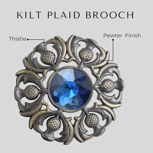 Broche de tartán escocés de lujo con diseño de cardo premium y piedras brillantes, hecho a mano - Product Image 5