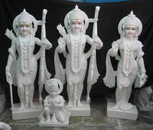 รูปปั้นราม ดาร์บาร์ มูร์ติ มาตา พร้อมรูปปั้นสิตา ลักษมณ์ ทำจากหินอ่อนสีขาว ดีไซน์สวยงาม พร้อมมืออวยพรสำหรับวัด - Product Image 3