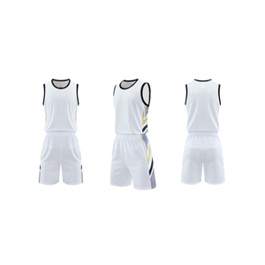 OEM Men Basketball Jersey Set Blue <b>Red</b> <b>White</b> <b>Striped</b> Sleeveless Tank Top Elastic Waist Shorts Moisture Wicking Breathable - Product Image 2