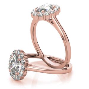 Elegante Anillo de Diamantes de Oro Sólido de 9k/14k/18k con Halo Ovalado, Diamante Cultivado en Laboratorio, Anillo de Compromiso con Corte Catedral, Certificado IGI, para Mujer - Product Image 2