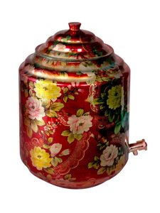 Distributeur d'eau floral rouge avec robinet en cuivre pour usage domestique - Product Image 1