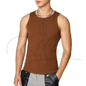 Men's Custom Breathable Knitted Solid Spandex/Polyester Digital Printed Casual Tank <b>Tops</b> Crew Neck Loose Fit Yoga Gym Wear - Product Image 3