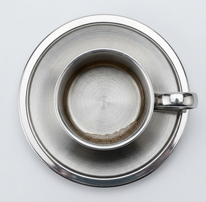 Modern Stainless Steel Tea <b>Cup</b> with <b>Saucer</b> Set Silver Metal <b>Coffee</b> Mug with Handle - Product Image 4