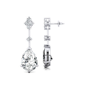 Boucles d'oreilles pendantes en or 14K 18K avec diamant de laboratoire taille poire 2 carats (2ctw) 9*7MM, design goutte d'eau, pour femme, bijoux fins de mariage, directement de l'usine - Product Image 4