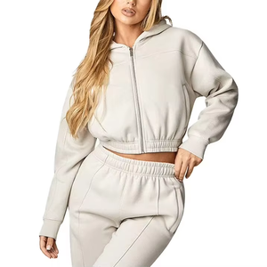 Fabricant OEM/ODM Personnalisé – Sweat à Capuche Court Femme Oversize avec Fermeture Éclair – Fournisseur de Sweats à Capuche Tendance en Coton Lourd Doublé 100% - Product Image 1