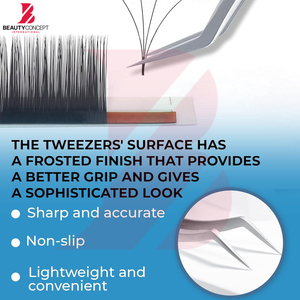 Pince à cils incurvée en acier inoxydable de haute précision, pince à volume anti-magnétique argent mat pour usage professionnel des cils - Product Image 4