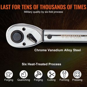 Set di Chiavi Dinamometriche Regolabili Bidirezionali da 1/2 Pollice, 10-150ft.lb/14-204n.m, Chiave Dinamometrica a Scatto per Riparazione Auto e Meccanica - Product Image 3