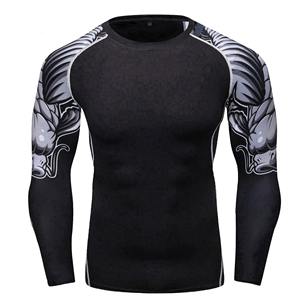 Chemises de compression pour hommes OEM de qualité supérieure, imprimées par sublimation, en polyester, pour la gym, le fitness, le surf et la plongée - Product Image 4