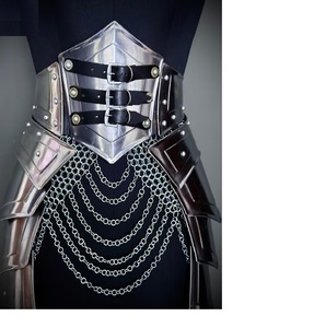 Conjunto de Armadura Antigua Moderna Brave Lady, Corsé Medieval de Latón Plateado con Vidrio, Falda de Malla Metálica Pintada en Relieve, Cosplay para SCA - Product Image 4