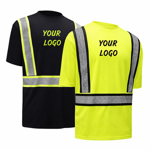 เสื้อยืดผ้าฝ้ายโพลีเอสเตอร์สำหรับผู้ชายเสื้อนิรภัยสำหรับทำงานบนถนนแขนสั้นสะท้อนแสงมองเห็นได้ชัดเจนโลโก้ได้ตามต้องการ - Product Image 1