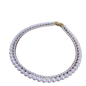 สร้อยคอมุกน้ำจืดสองเส้นสไตล์หรูหราเบาๆ สีขาวใส วินเทจ แฟชั่น โบว์ ประดับลูกปัดแบบซ้อน สไตล์นิวยอร์ก - Product Image 5