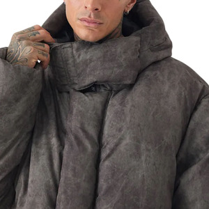 Best <b>Men</b> Puffer <b>Jacket</b> with Detachable Hood OEM Custom Navy Winter Insulated <b>Jacket</b> with Stripe Design Warm Casual Outdoor Coat - Product Image 4