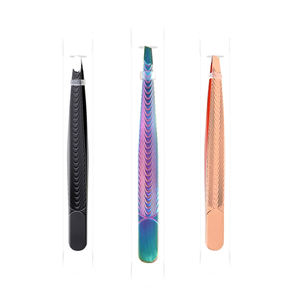 MAHFOOZ INSTRUMENTS - Pinzas para Cejas Inclinadas de Acero Inoxidable, Pinzas con Impresión Colorida - Product Image 1