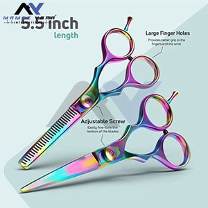Juego de Tijeras de Peluquería de Acero Inoxidable Multipulido de 5.5 Pulgadas con Diseño Ergonómico, Agarre Cómodo y Cuchillas de Precisión - Product Image 3