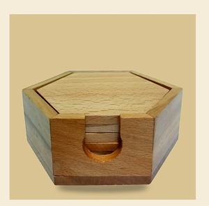 Wooden Square Coaster Pad Natural Brown Wood <b>Table</b> <b>Decoration</b> <b>Accessory</b> - Product Image 1
